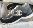 CHANEL CC LOGO LOW TOP TRAINER SUEDE GREY