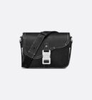 DIOR SMALL SADDLE MESSENGER BAG BLACK LEATHER