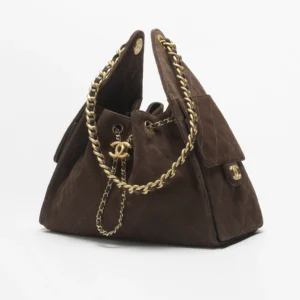CHANEL HOBO 25 DARK BROWN SUEDE